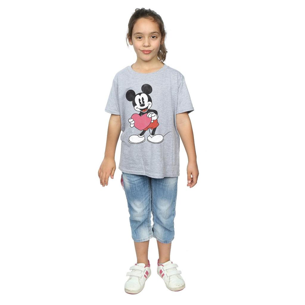 Disney Girls Mickey Mouse Valentine Heart Cotton T-Shirt