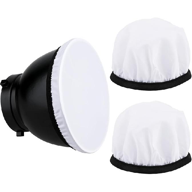 2Pcs Light Diffuser Sock, 7"/18cm Diffuser Lamp Cover White Soft Lampshade Reflector Lamp Sock for Studio Strobe Reflectors Ring Light Flash Light
