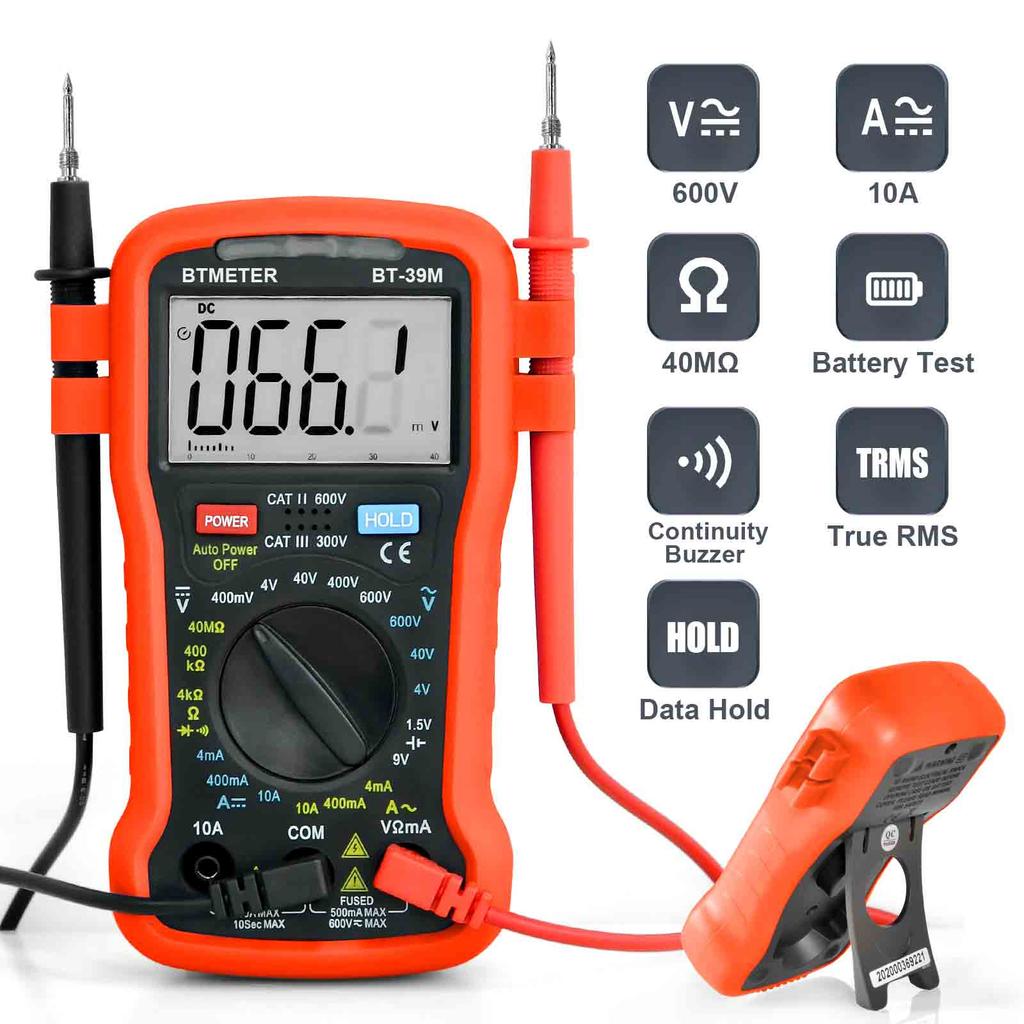 4000 Counts True RMS Digital Multimeter AC DC Volt Ohm Current Continuity Tester Portable Electrical Meter for Home DIY Car