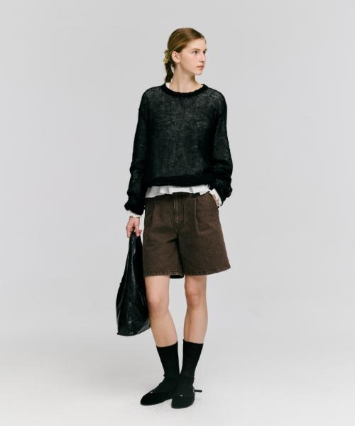 DEPOUND Mohair Blended Scallop Pullover [Black]