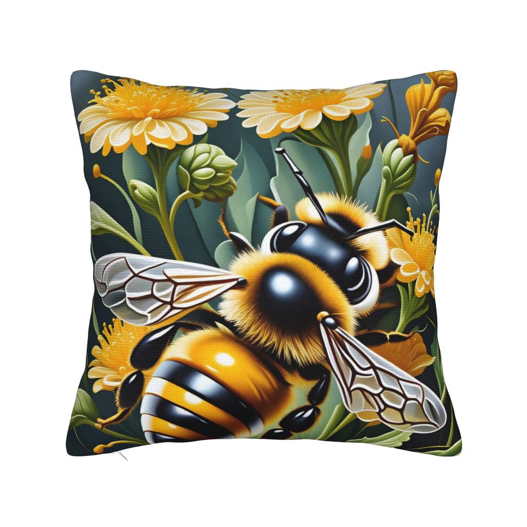 Bee and Flowers Pillow Cover Comfy Cushion Cover Fashion Pillow Case For Sofa Home Decoration