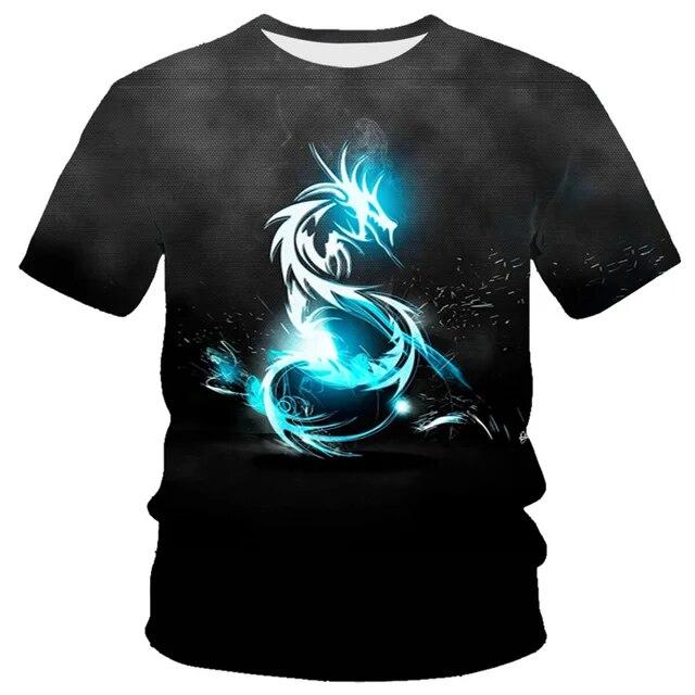 3D Dragon Print T-shirt Men's Women's Fashion Streetwear T-shirt Harajuku Cool Animal Shirt Anime Short Sleeve Tops Tees