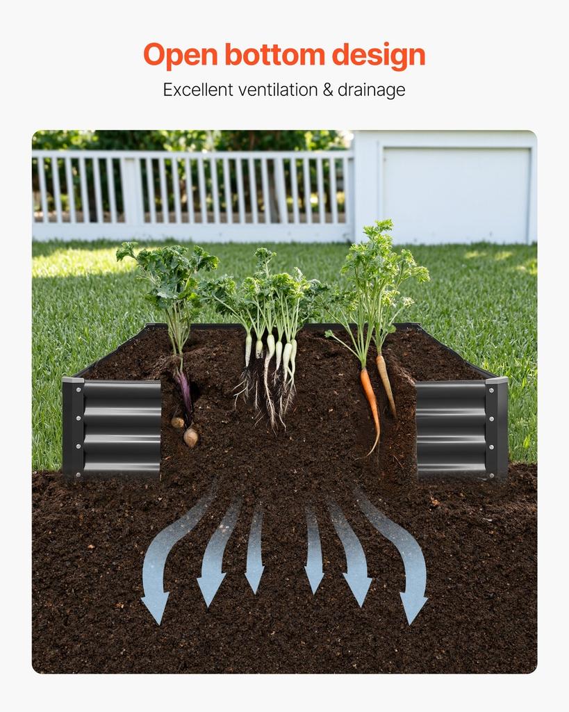 Metal Raised Garden Bed, 2.4 X 1.2 X 0.3 M Outdoor Galvalume Planter Garden Box, Open Bottom Design, Large Planter Raised Bed for Growing Vegetables,