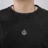 My Shape Round Peace Sign Symbol Pendant Necklace Stainless Steel Charm Choker Wax Cord Link Chain for Women Men Jewelry Gifts