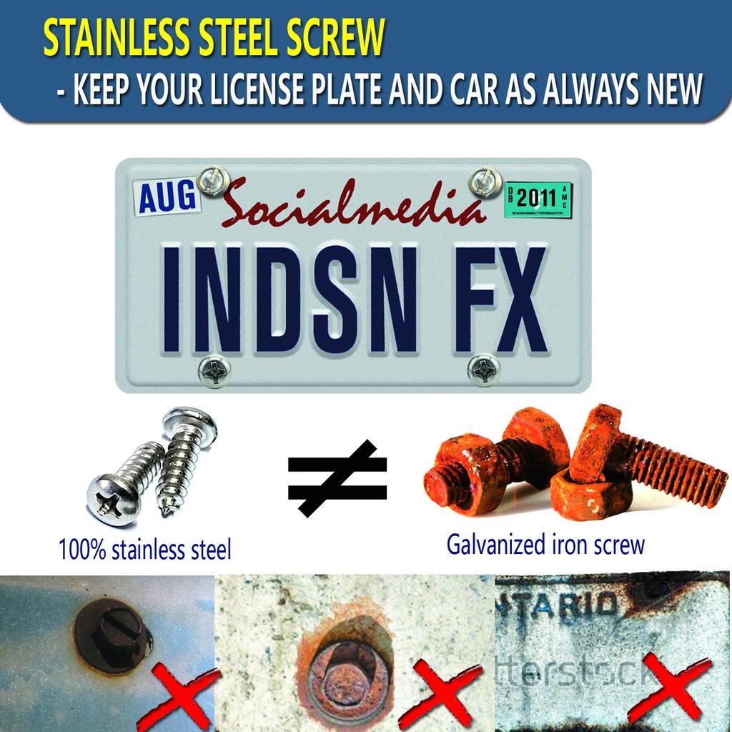 Stainless Steel License Plate Screws-Rust Proof Car Tag Bolts For Fastening Front Or Rear License Plate Frames With Screw Black Caps (M6