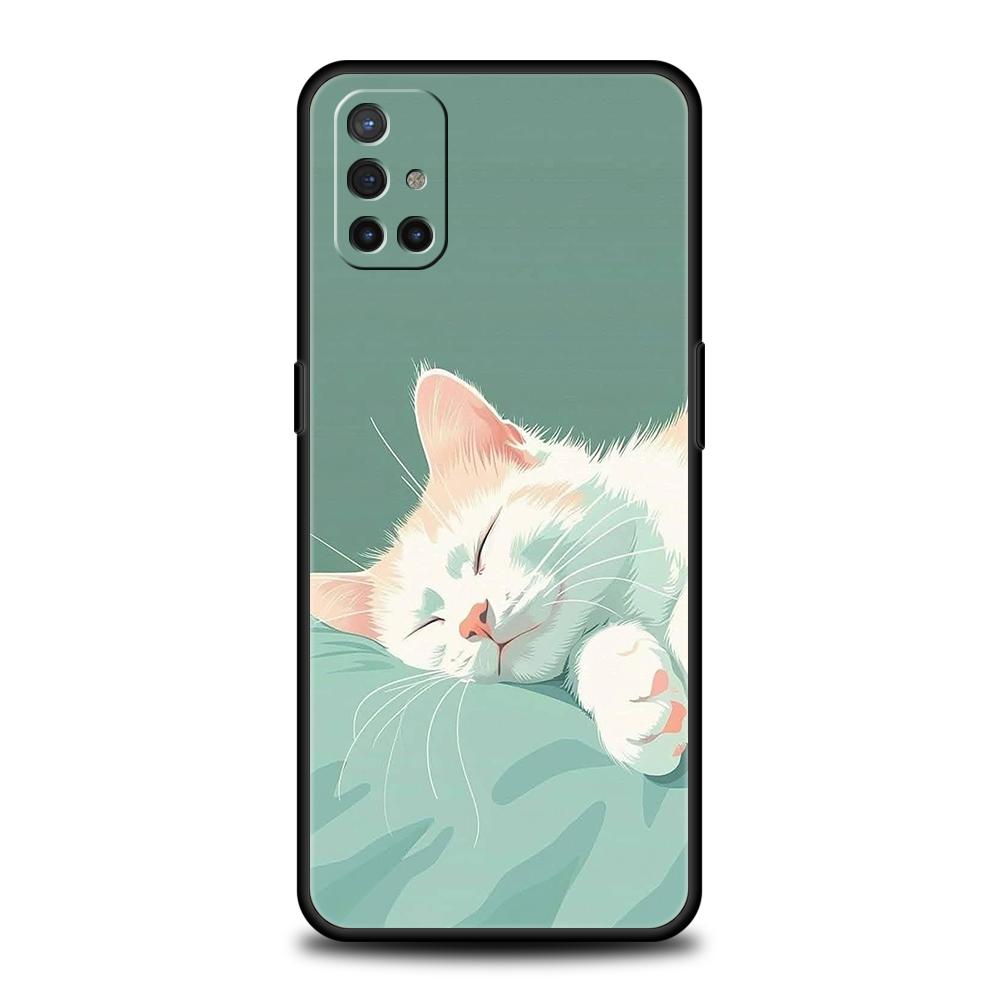 Phone Case For Oneplus 13R 12R 13 12 10T 10R Nord N100 N200 N10 10 9 9R 9RT CE 2 Z Pro 5G Soft TPU Cover Cartoon Cat Fundas Bags
