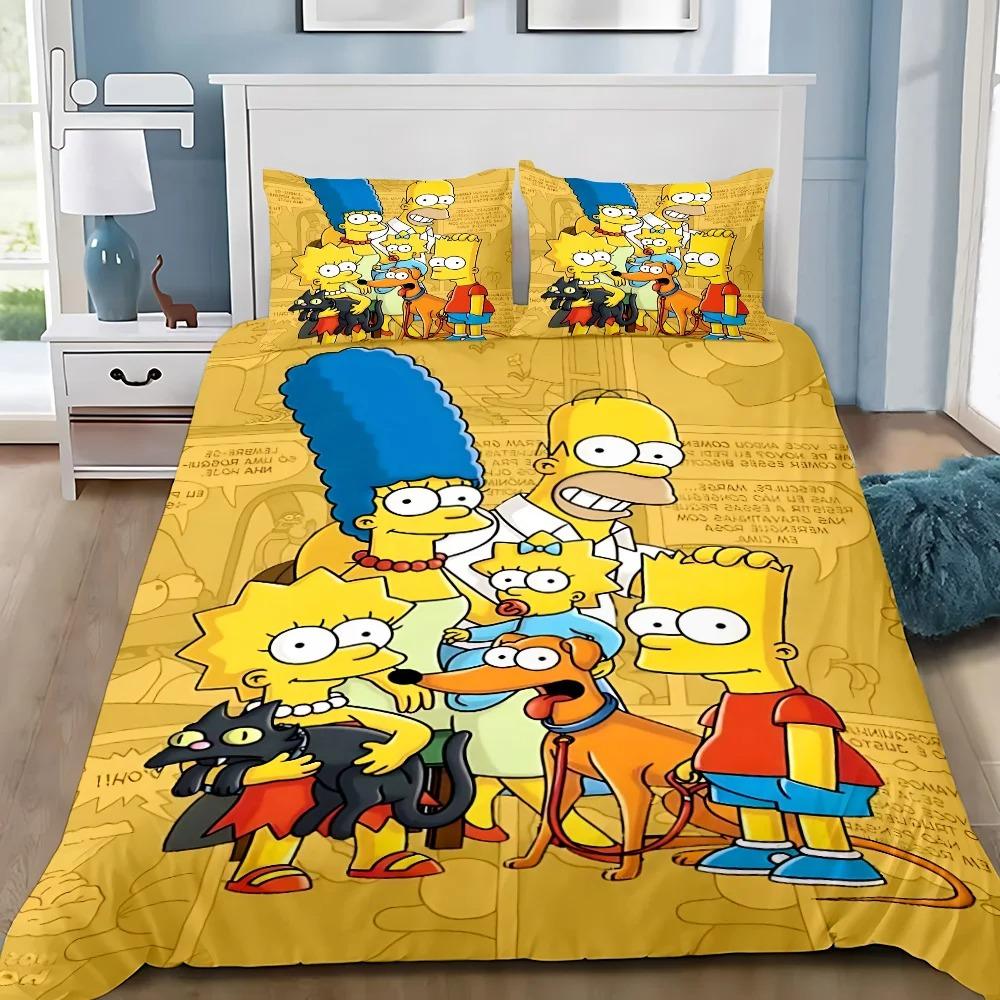 

Duvet Cover Pillowcase Bedding Set Cartoon S-Simpsonss Adult Boy Girl Bedroom Decoration Children Gift Single Double Large Size 200x220cm