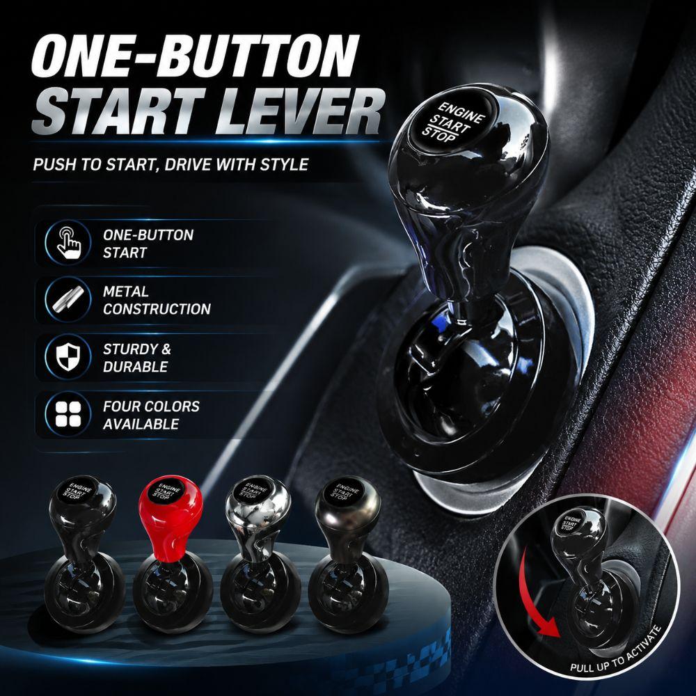 Cue Stick Shape Car Starter Lever All Metal Car Keyless Start Sticker Vehicle Start Button