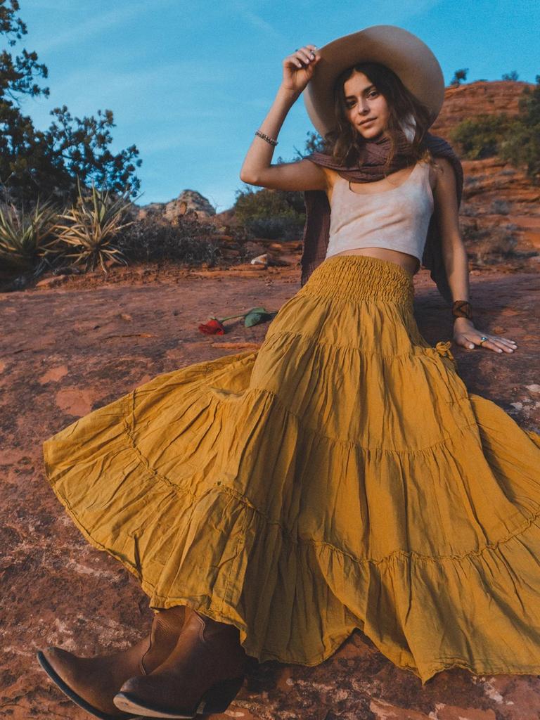 Neuer lässiger böhmischer Maxirock für Damen mit Taschen, zweifach tragbares Wickelkleid