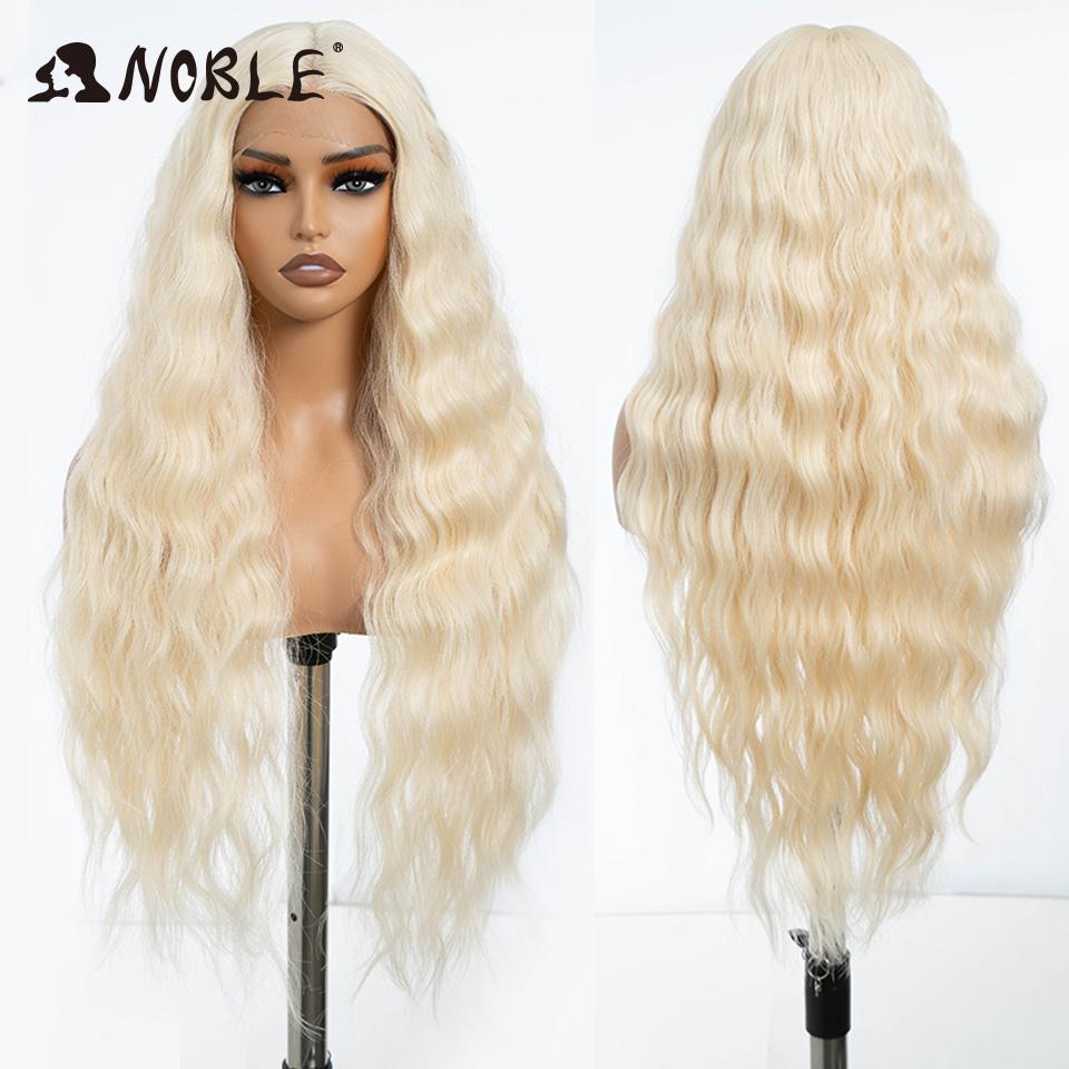 Noble Synthetic Lace Front Wig Long Wavy Ombre Blonde Wig Red Wigs Lace Part Synthetic Lace Wigs For Women Lace Front Wigs