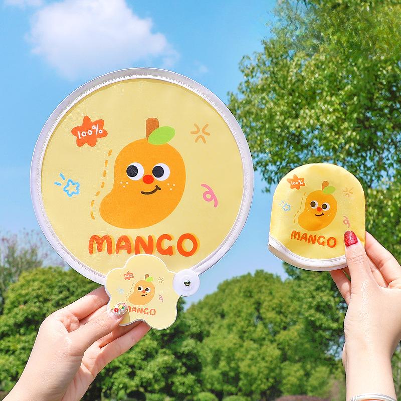 1PCS Cute Folding Fan with Reflective Board Cartoon Portable Fan Small Fan Student Mini Fabric Group Fan Folding Fan
