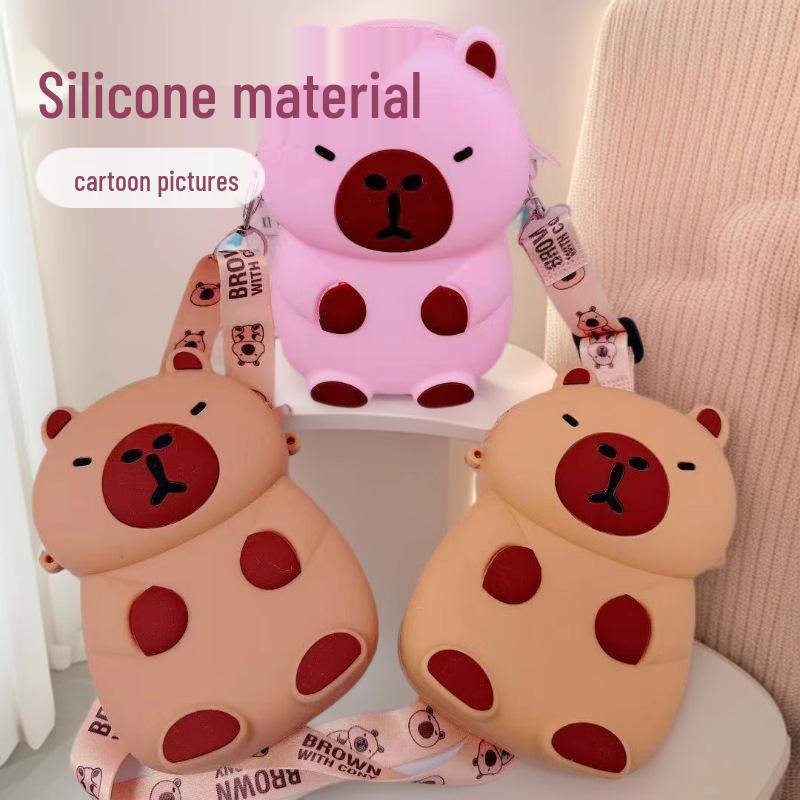 Creative Capybara Cartoon Silicone Coin Purse & Crossbody Bag for Kids Kindergarten