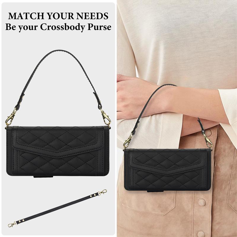 Lady Phone Cases for Samsung Galaxy Z Fold 7 Wallet Case with Rfid Card Holders S Pen Slot Crossbody Strap Full Body Protection