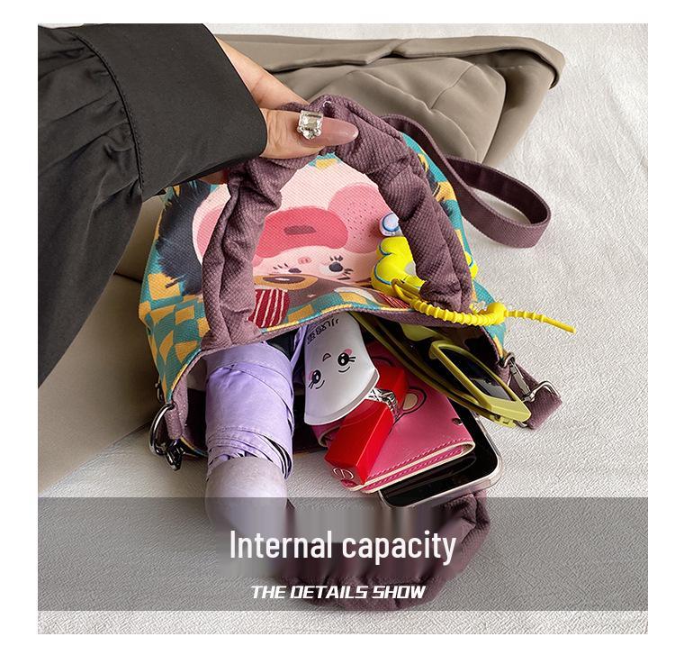 Damen Graffiti Illustration Schultertasche - Lustiges & Frisches Crossbody Bucket Design