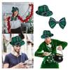 Saint Patricks Day Top Hat Holiday Fake Beard Green Celebration Costume for Irish Festival Birthday Party Decor Supplies Cosplay