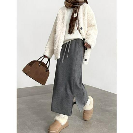 

2025 Autumn/Winter High-Waisted Slimming Pencil Skirt Dress for Women Dark Gray [Non-Fleece]