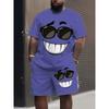 Summer Men's Creative Funky Expression 3D Printing Round Neck Short Sleeved Set Fashionable Comfortable Breathable Large Size Casual Sports Wear