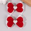 2Pcs Elegant Petal Bow Hair Clips For Girls Glitter Vintage Velvet Lace Barrette Sweet Heart Pearls Hairpins Hair Accessories