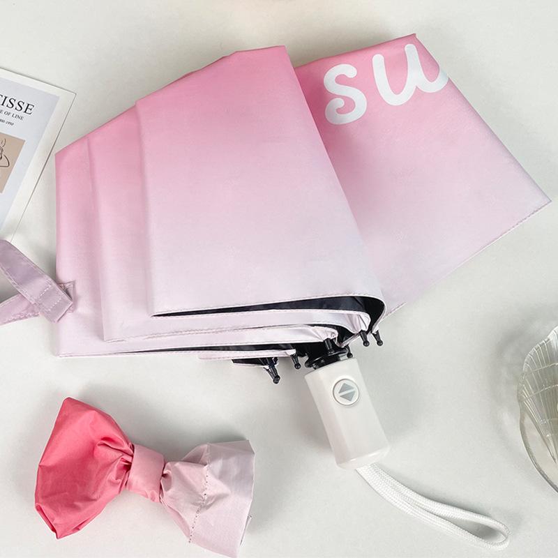 

Зонт от солнца в стиле Инс с градиентной расцветкой, тройного сложения, автоматический, для защиты от солнца и тени, для женщин, устойчивый к УФ-лучам, зонт от солнца metal-fiber composite&8K розовый