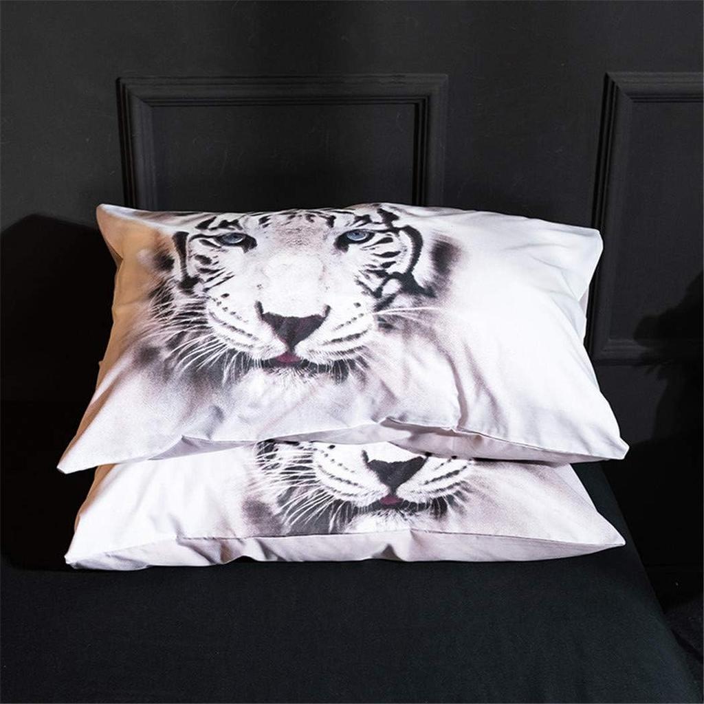 Comforter White Tiger Bedding Set Full Size 3D Animal Print For Kids Boys Teens 3 Pieces Set 1 +2 S No Filling