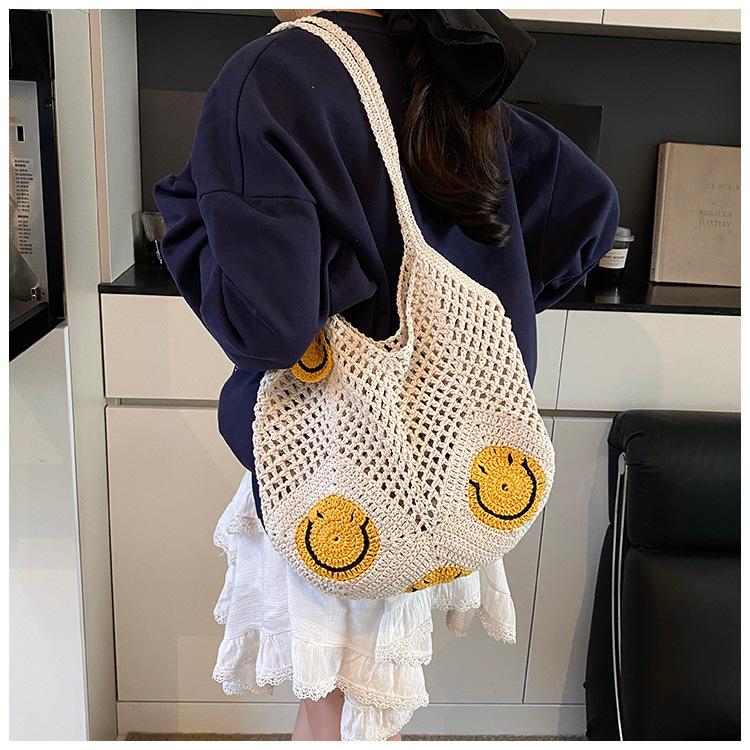 2025 New Fashion Versatile Bag Knitted Bag Tote Bag Hollow Bag Wool Bag Women's Bag Tide