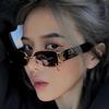 European and American style retro square sunglasses women's super cool small frame narrow personality seaside UV protection sunglasses