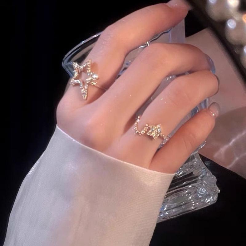 Sweet Zircon Star Adjustable Ring for Women - Trendy, Light Luxury Cold Style Adjustable