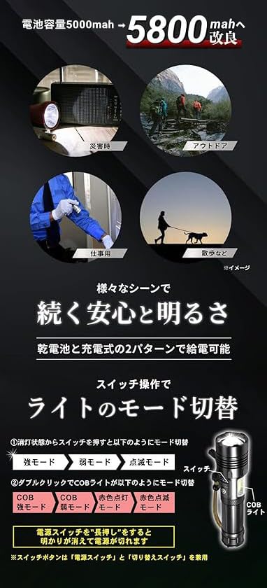 Great Vow Powerful LED Flashlight by a Japanese Company and Used by the US Handheld Flashlight with IPX7 Waterproofing for Tactical Emergency and