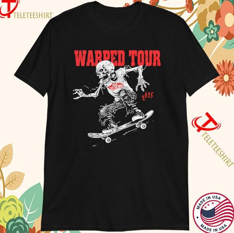 Ван Warped Tour 2025 Скейт Череп Скелет Футболки Унисекс Футболка XXL