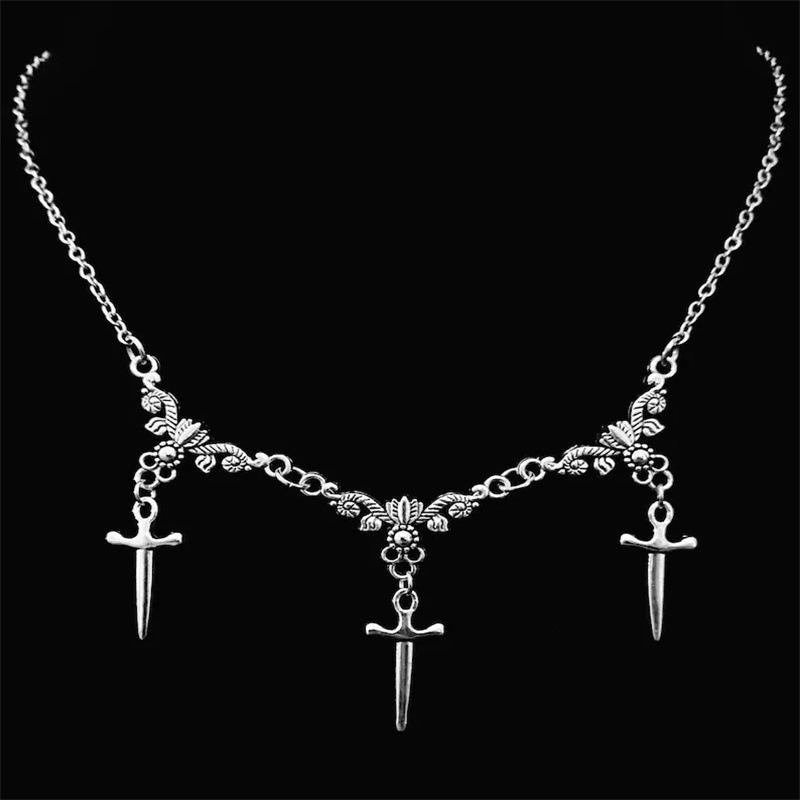 

Hip-hop Rock Red Blood Drop Sword Cross Tassel Pendant Choker Necklace for Men Women Hallowmas Romantic Goth Jewelry Party Gift