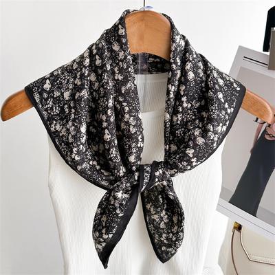 Luksusowy Jedwabny Szal Kwadratowy Szalik 65*65cm Damski Satynowy Hidżab Modny Chusta Apaszka Damskie Gumki do Włosów Wstążka Opaska Bandana