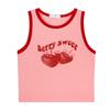 European and American Instagram Retro Pink Strawberry Print Y2K Sexy Short Style Contrast Panel Sleeveless Spicy Girl Tank Top for Women