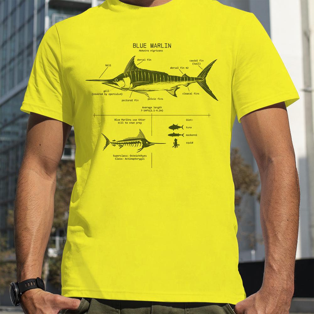 Great Blue Marlin Anatomy T-Shirt New Summer Men Street Short Sleeve Hip Hop Punk Style Boy Loose Oversized Casual Top Tees