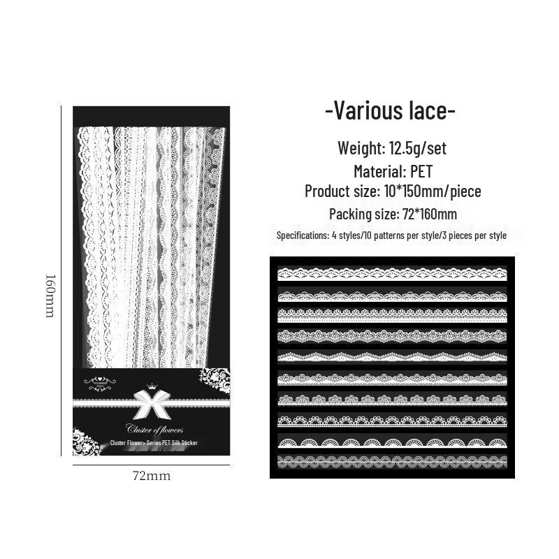 Waterproof Korean Flower Lace Sticker Pack for DIY Journals