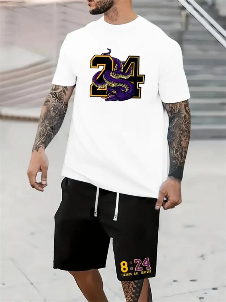 Summer Breathable Sportswear 3d Print Men's Short-Sleeved Shorts Loose T-Shirt Basketball Four Pants Casual Running Suit