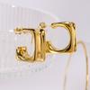 Half Hoop Earrings For Women Gold Color Stainless Steel Hollow Pierce Stud