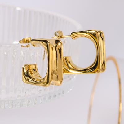 Halbcreolen Für Damen Goldfarbe Edelstahl Hohl Stecker Ohrstecker