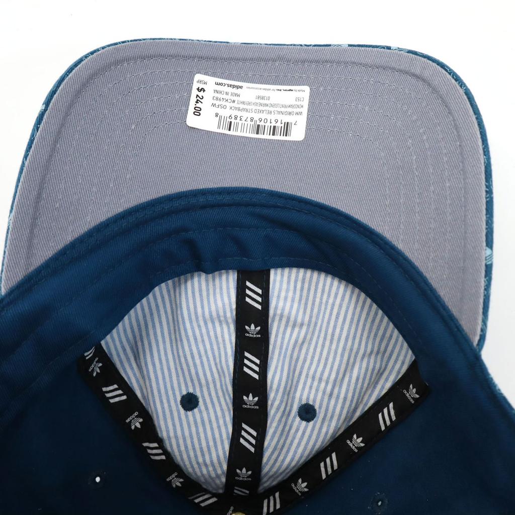 unused adidas Trefoil logo all-over pattern cap OSFW Navy Women Used