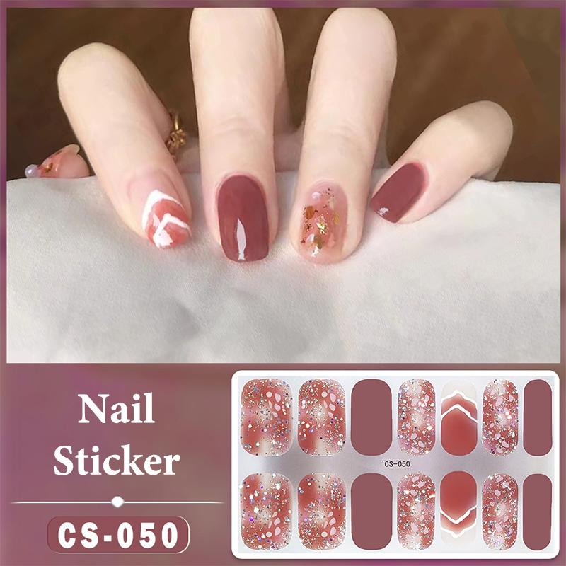 14 Nails Simple Waterproof Nail Wraps Full Cover Nail Stickers Firm And Not Easy To Fall Off Multi Color Nail Art For Women'S D