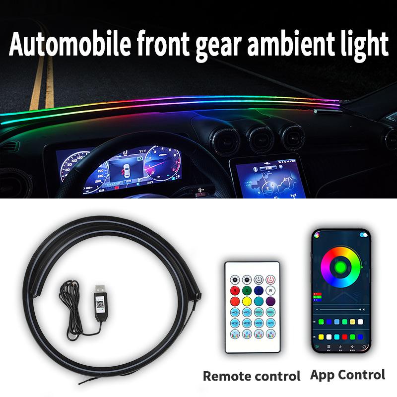 

Симфоническая передняя передача, звукоизоляционная полоса, окружающий свет, бесплатное управление приложением, свет для модификации, декоративная световая полоса для автомобиля 130cm [Remote Control + APP]