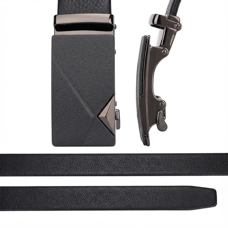 Men's Genuine Leather Automatic Buckle Belt - Top Layer Cowhide, Alloy, Fashionable, Versatile, Casual.
