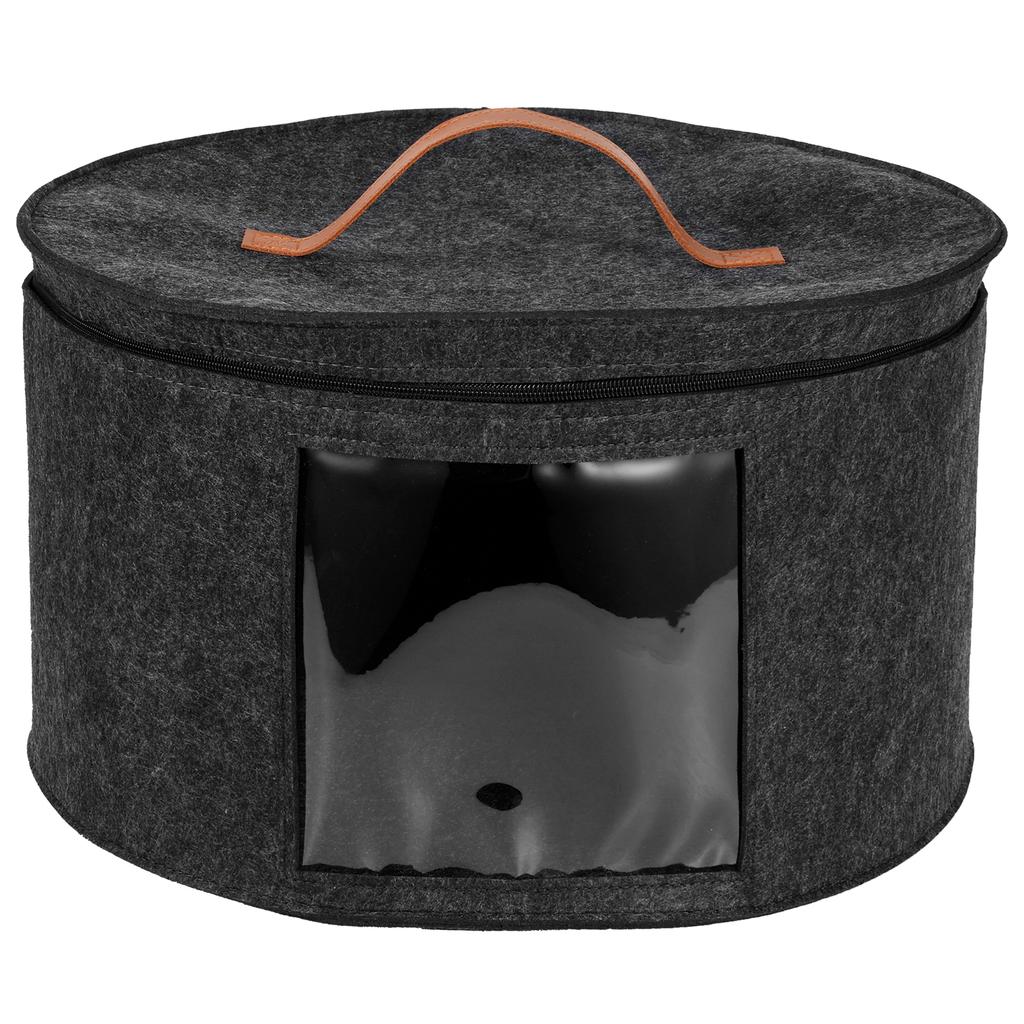 Hat Storage Box Large Circular Foldable Felt Hat Box with Zipper Dustproof Lid Travel Cap Boxes Wardrobe Organizers
