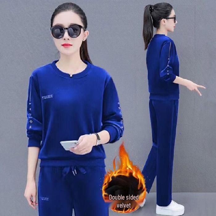 Dámská podzimní/zimní ležérní sportovní souprava: Módní, Omlazující, Volný, Zeštíhlující, S plus sametem, Zesílený dvoudílný.