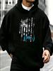 Casual Streetwear Style, Hoodie, Sound Engineer American Flag Headphones Graphic, Fall Winter Daily Wear, Gift for Audio Technicia