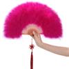 Kuroobaa Fluffy Feather Dance Julie Cosplay Folding Fan, Fan, Fan, Fan, Dance, Party, Halloween, (Dark Pink)