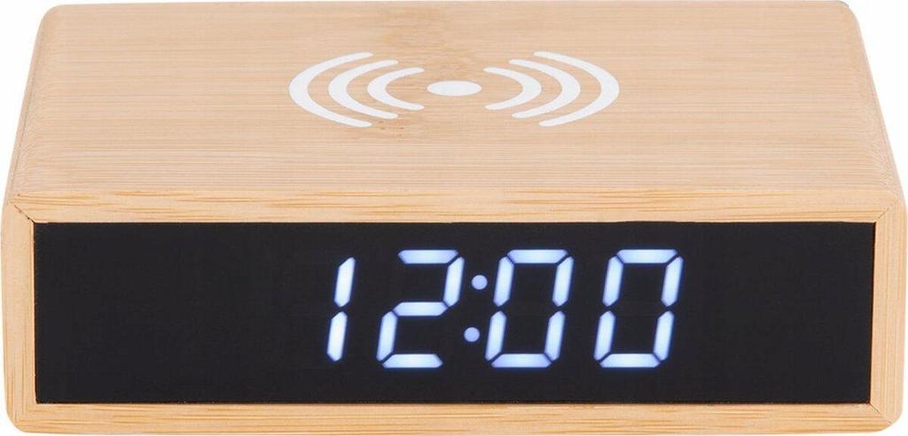 Karlsson Flat LED Alarm Clock Wireless Charger bois clair