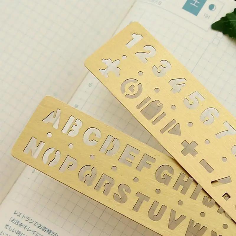 Numbers Multifunctional Hollow Ruler Drawing Graffiti Template Brass Promotional Gift Stationery