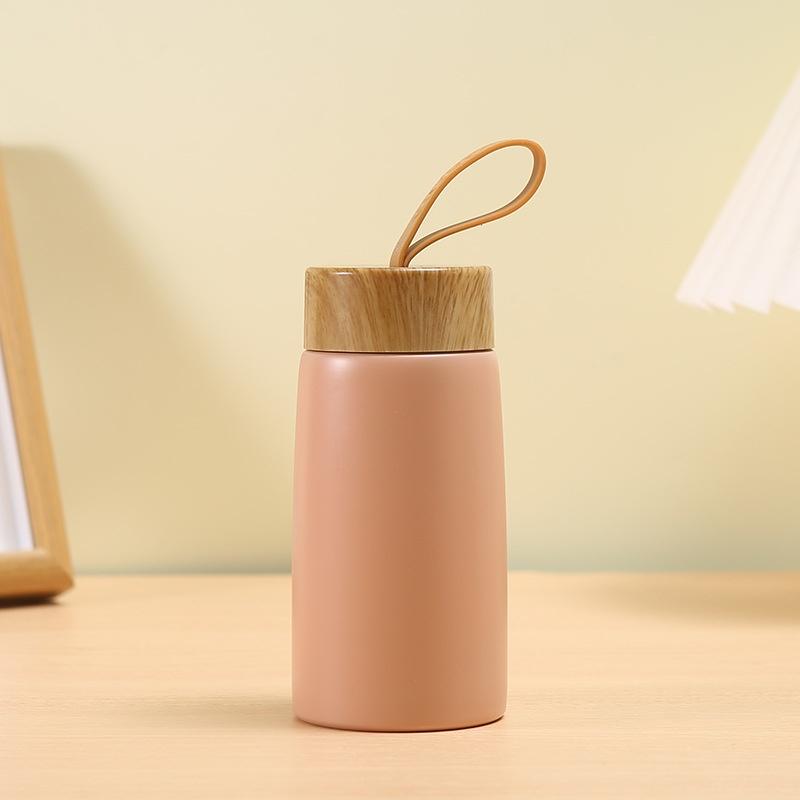 New Style Mini Thermos Cup Creative Wood Grain Cover Portable Vacuum Stainless Steel Water Cup Student High Value Pocket Cup