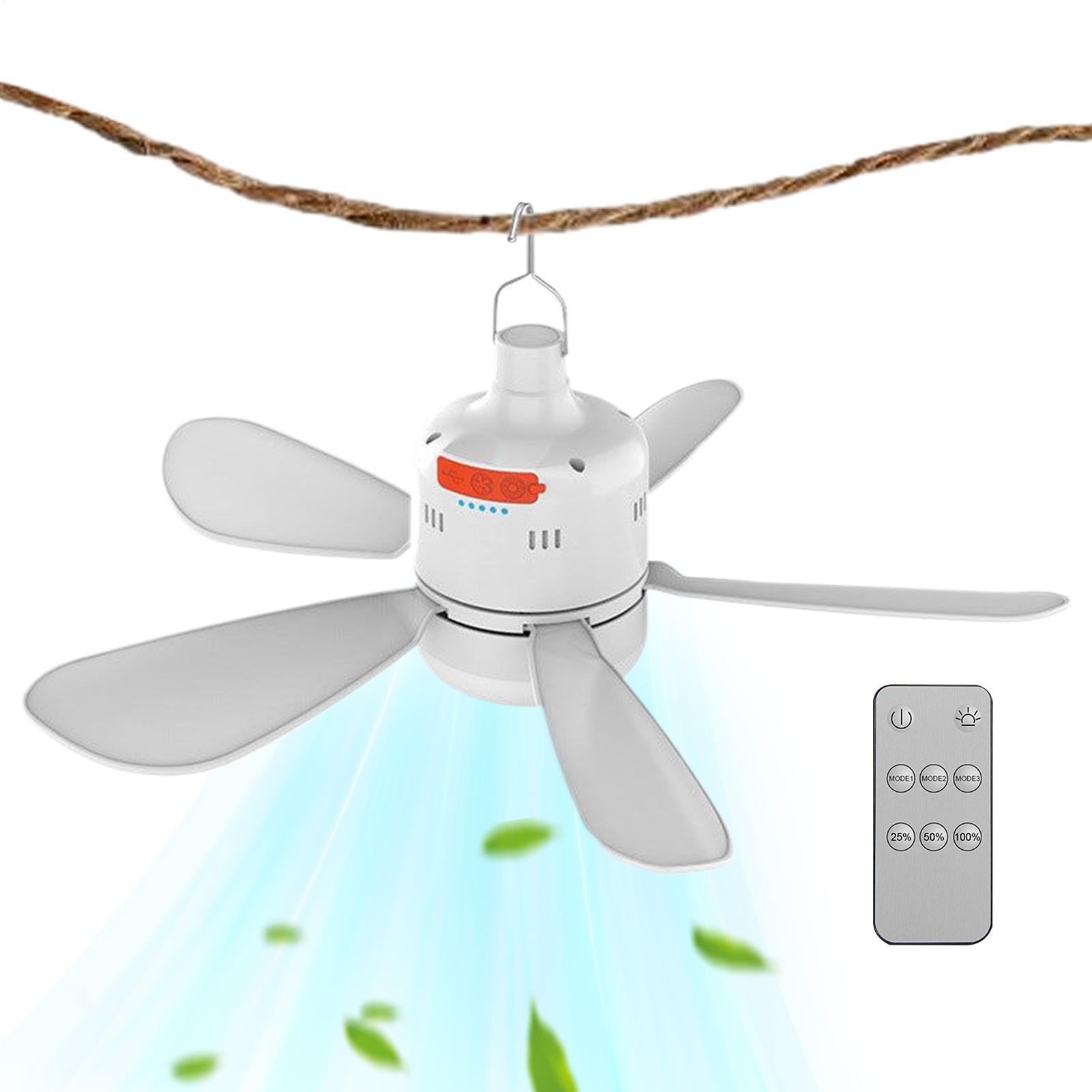 

Silent 5 Leaves Type-C Interface Ceiling Canopy Fan With Remote Control Adjustable Speed Cooling Device For Outdoor Camping CN