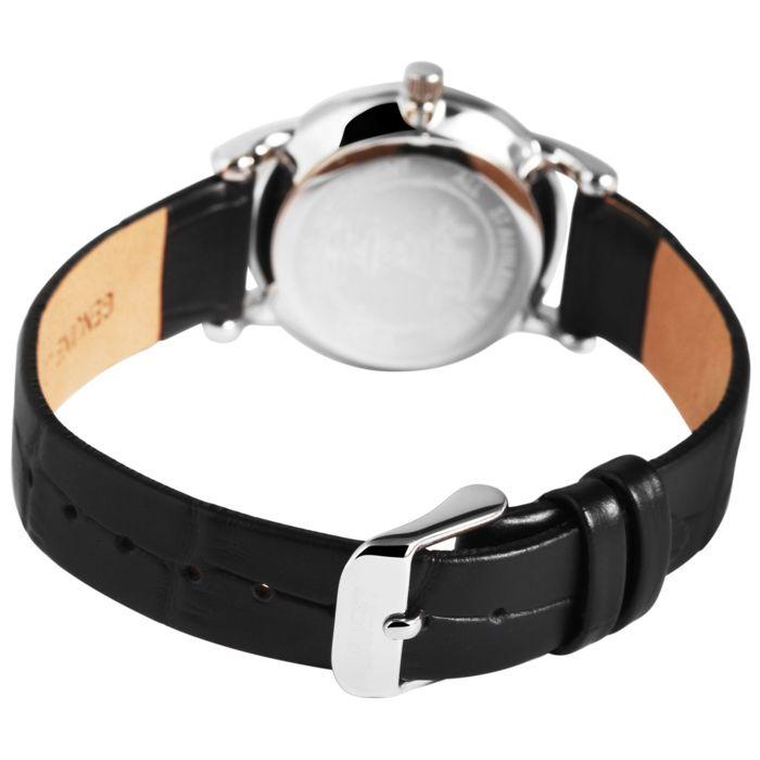 Montre - JUST - Saigon - Cuir noir - Boîtier 28 mm argenté - Étanchéité 5 ATM